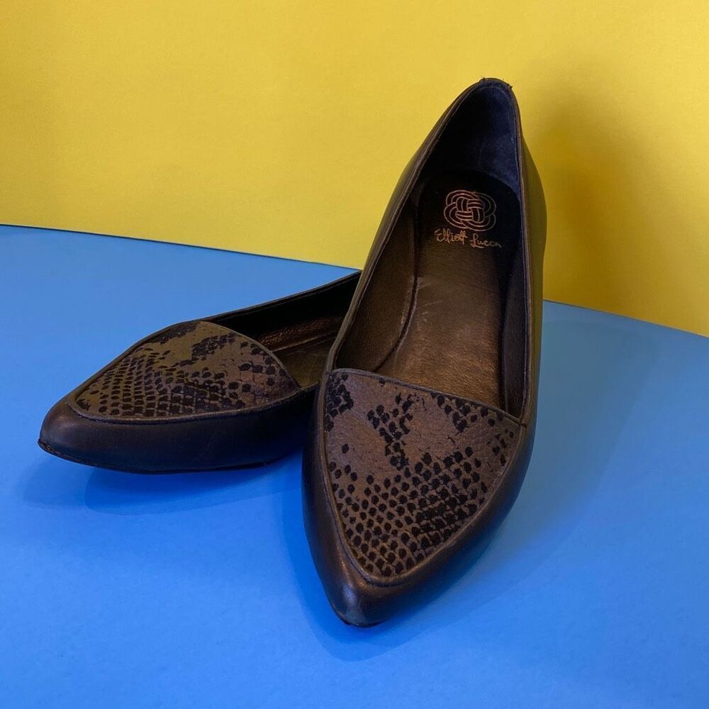 Elliot Lucca Women's Black Leather (Snake Skin) Shoes Size 8
